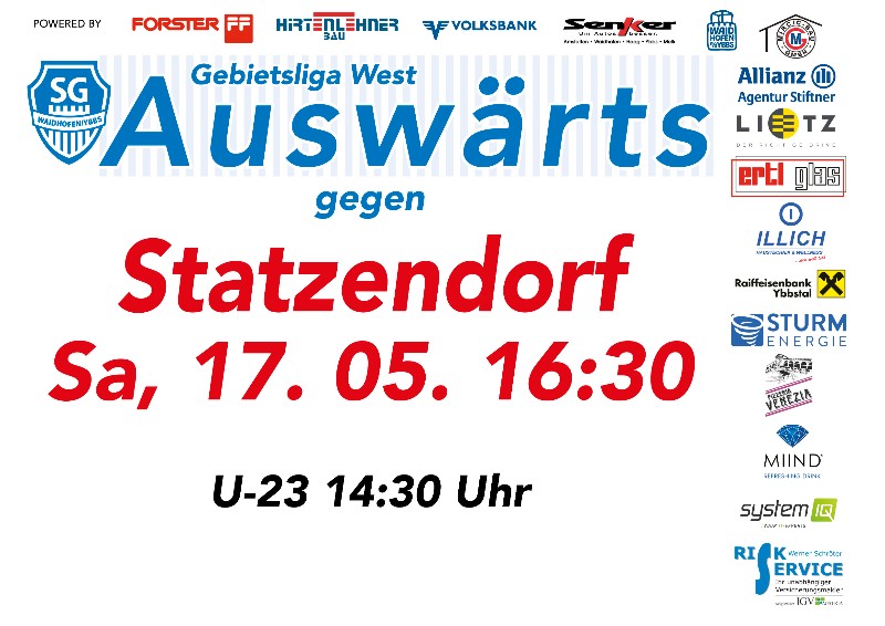 Nächstes SG Spiel AUSWÄRTS gegen Statzendorf am Sa. 17.05.2025